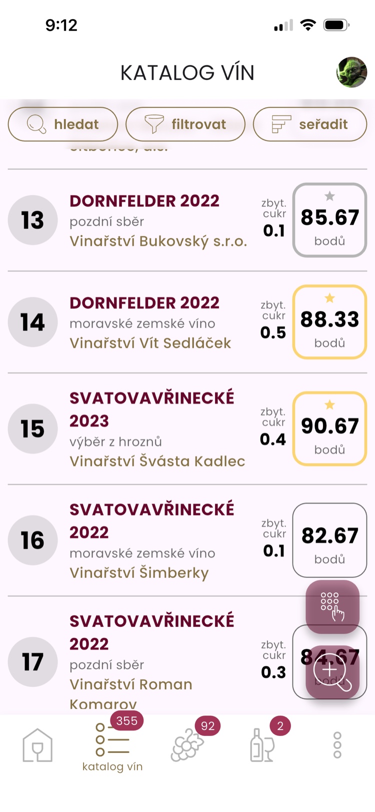 Katalog vín na koštu